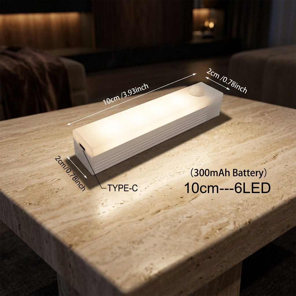 Rechargeable motion sensor LED cabinet light for kitchens and closets and bedrooms and bathrooms