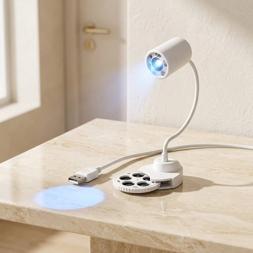 Mini Galaxy Star Projector featuring colorful space-inspired lighting for bedroom decoration. 